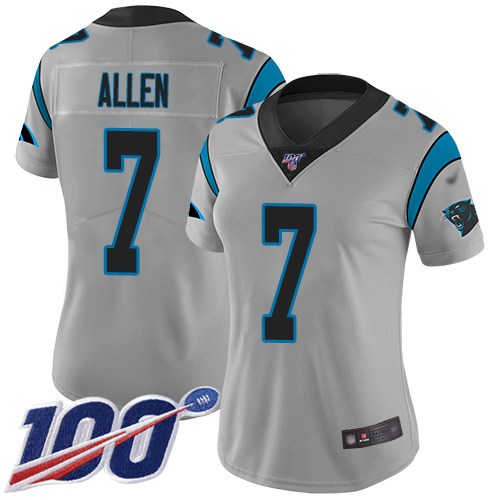 Carolina Panthers Limited Silver Women Kyle Allen Jersey NFL Football 7 100th Season Inverted Legend